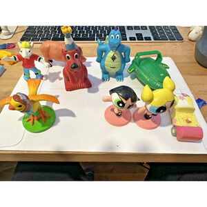 9 Vntg Bakery Crafts Cake Topper Lot Powerpuff Girls Stuart Little Clifford ++